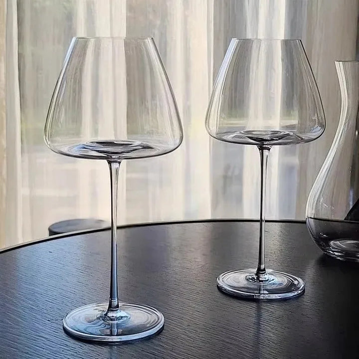 Fluted Crystal Burgundy Wine Glasses stem detail
