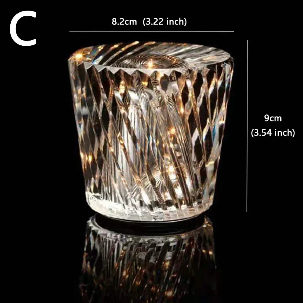 Diamond-Cut Crystal Night Light C Style spiral-cut spec view