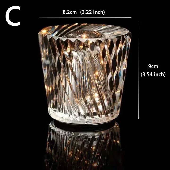 Diamond-Cut Crystal Night Light C Style spiral-cut spec view