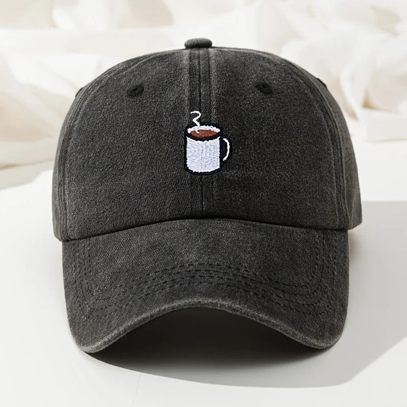 Black Retro Washed Cotton Baseball Cap front view