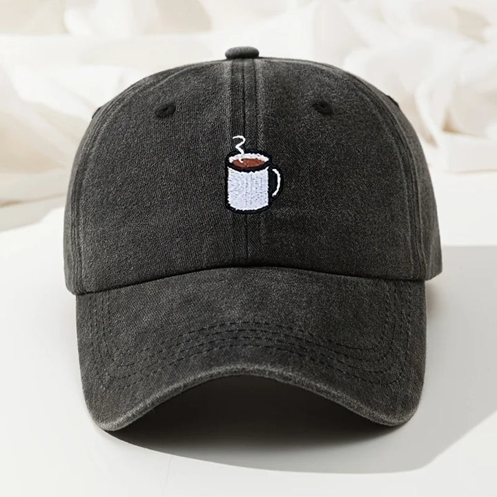 Black Retro Washed Cotton Baseball Cap front view