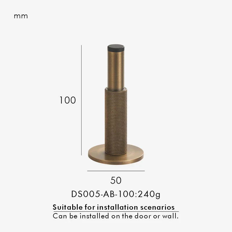 Antique Brass Knurled Floor Door Stopper finish detail