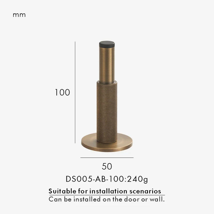 Antique Brass Knurled Floor Door Stopper finish detail