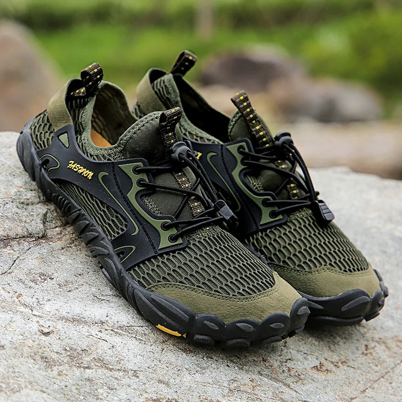 Green Quick-Dry Mesh Water Shoes lifestyle view