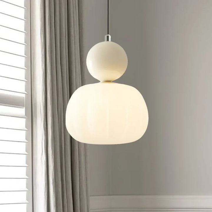 Elegant Opaline Fluted Glass LED Pendant Light | Modern Bauhaus Inspired Ceiling Fixture