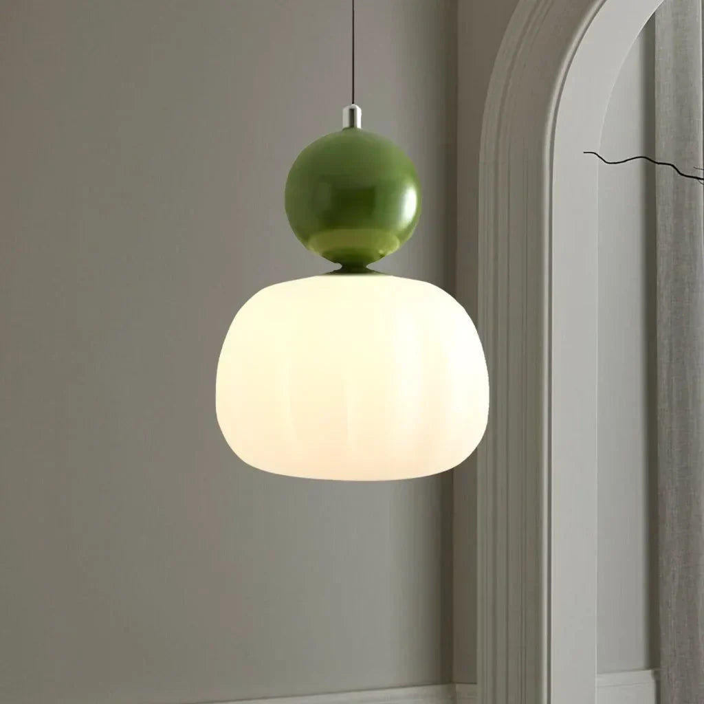 Elegant Opaline Fluted Glass LED Pendant Light | Modern Bauhaus Inspired Ceiling Fixture