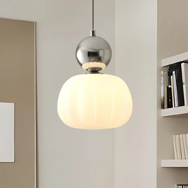 Elegant Opaline Fluted Glass LED Pendant Light | Modern Bauhaus Inspired Ceiling Fixture