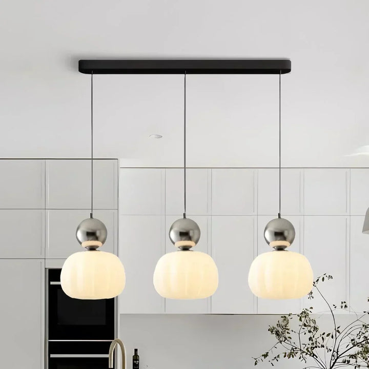 Elegant Opaline Fluted Glass LED Pendant Light | Modern Bauhaus Inspired Ceiling Fixture