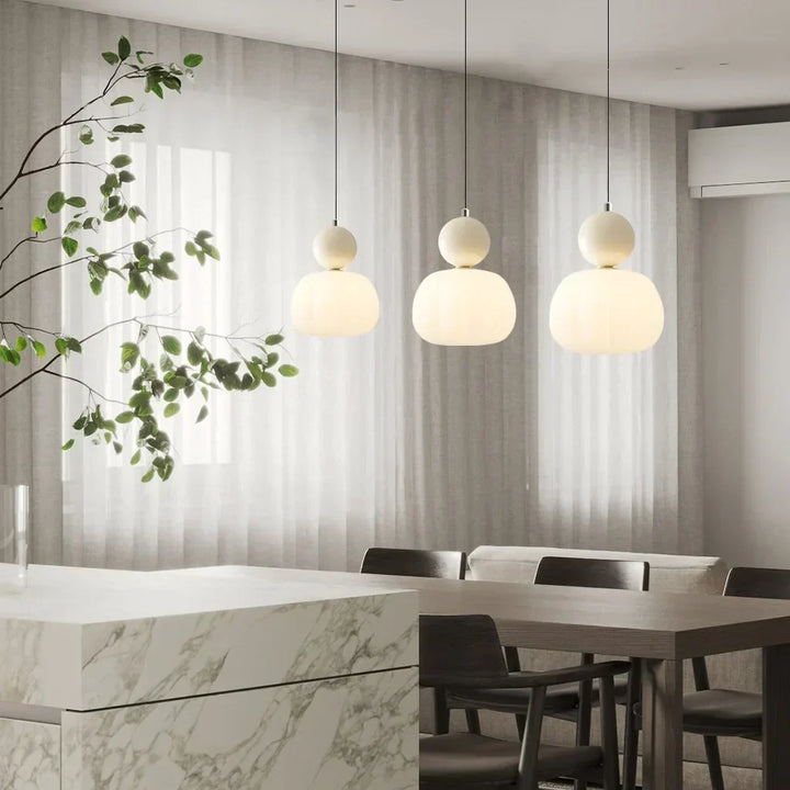 Elegant Opaline Fluted Glass LED Pendant Light | Modern Bauhaus Inspired Ceiling Fixture