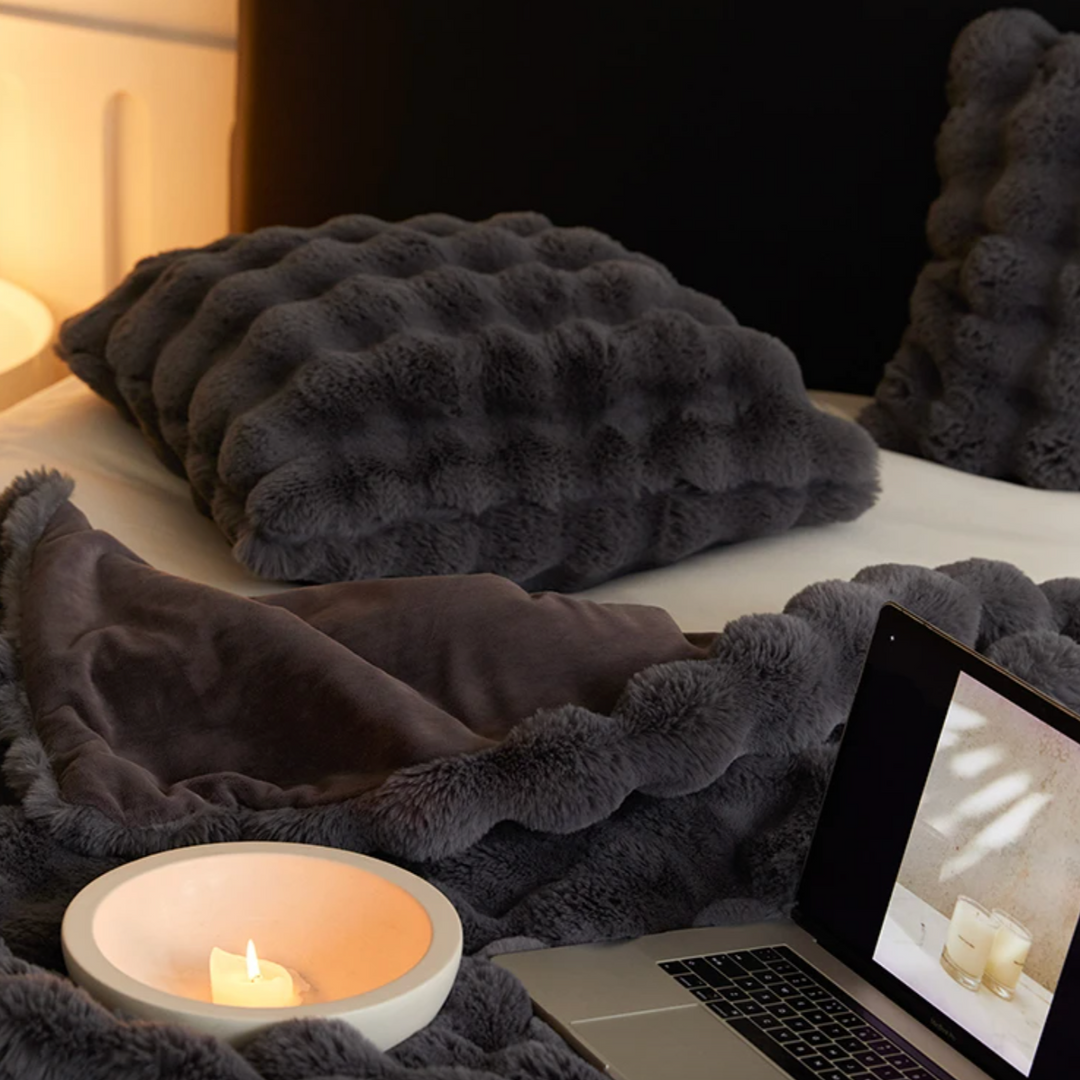 Cozy Faux Rabbit Fur Throw Pillow Cover