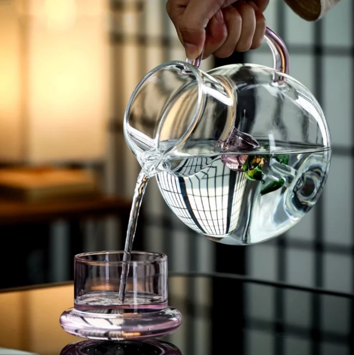 Pink Rosebud Glass Tea Set lifestyle shot