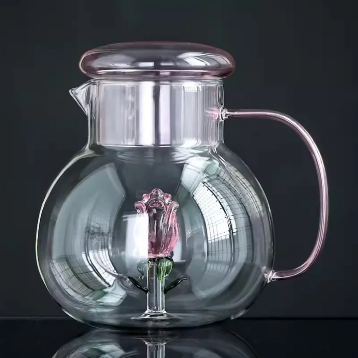Pink Rosebud Glass Tea Set styled table setting