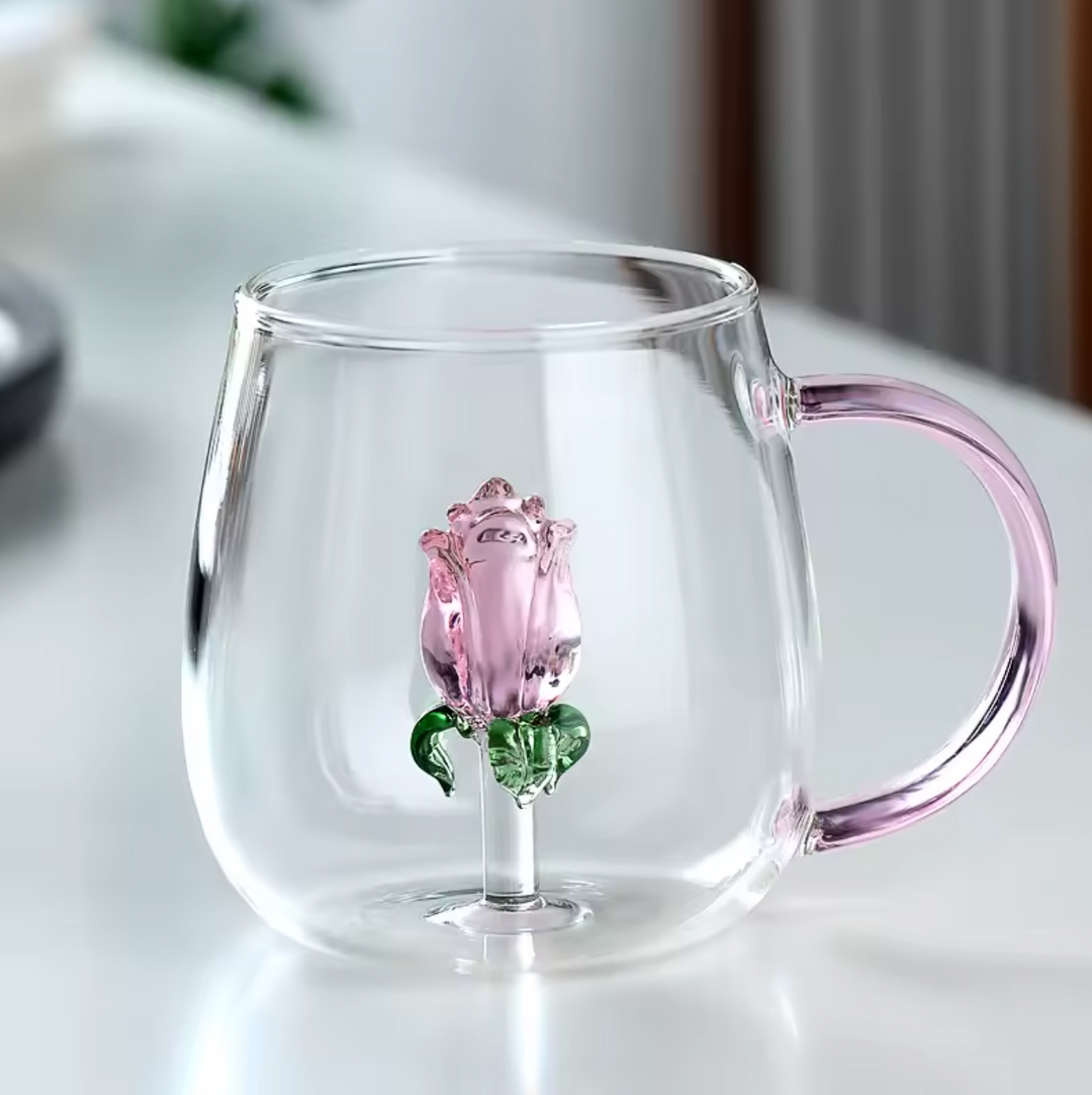 Pink Rosebud Glass Tea Set with packaging