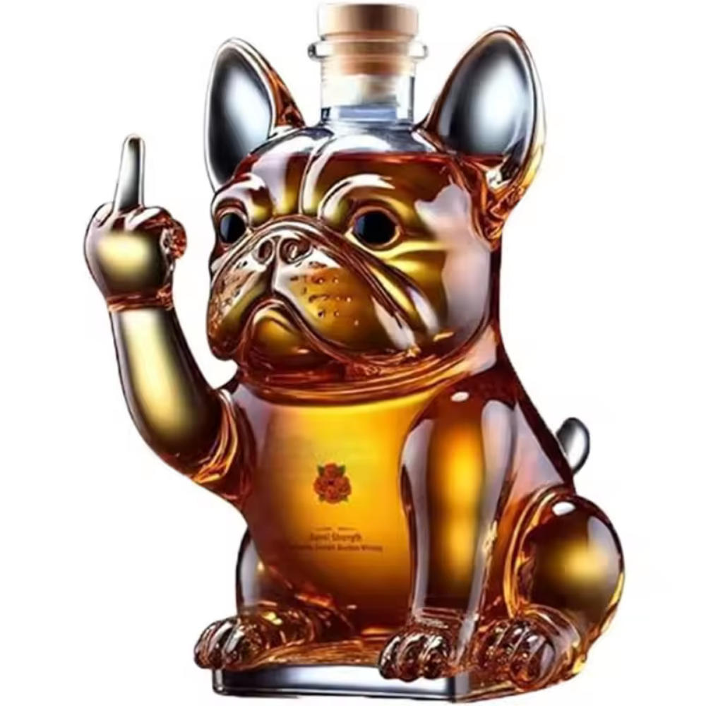 French Bulldog Glass Decanter