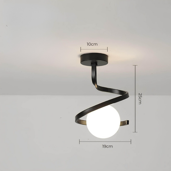 Sculptural Iron Glass Flush Mount Ceiling Light 5