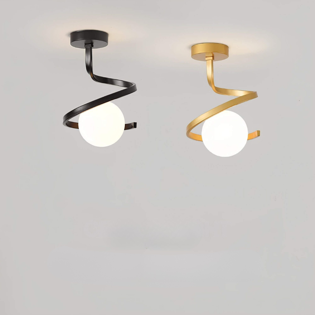 Sculptural Iron Glass Flush Mount Ceiling Light 6
