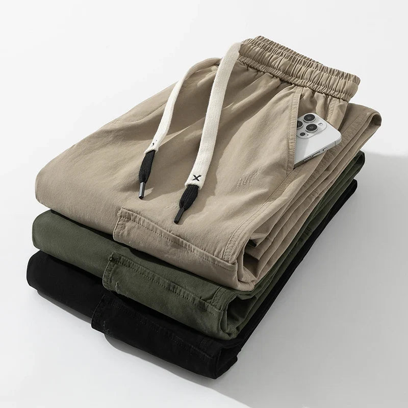 Black Relaxed Fit Cotton Cargo Pants
