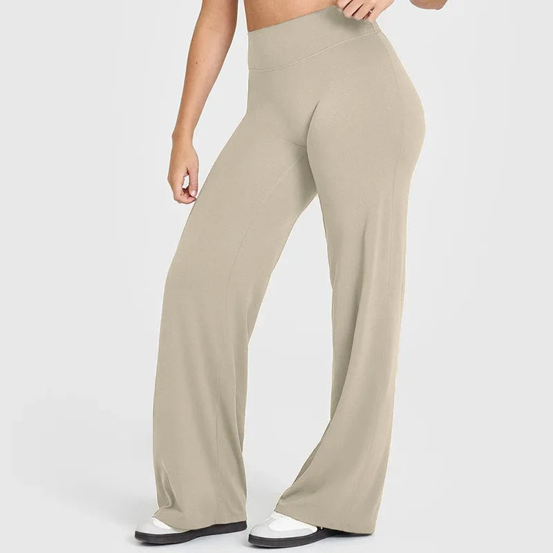 High-waisted flare leggings with brushed stretch fabric and skin-friendly finish for women