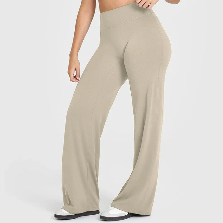 High-waisted flare leggings with brushed stretch fabric and skin-friendly finish for women