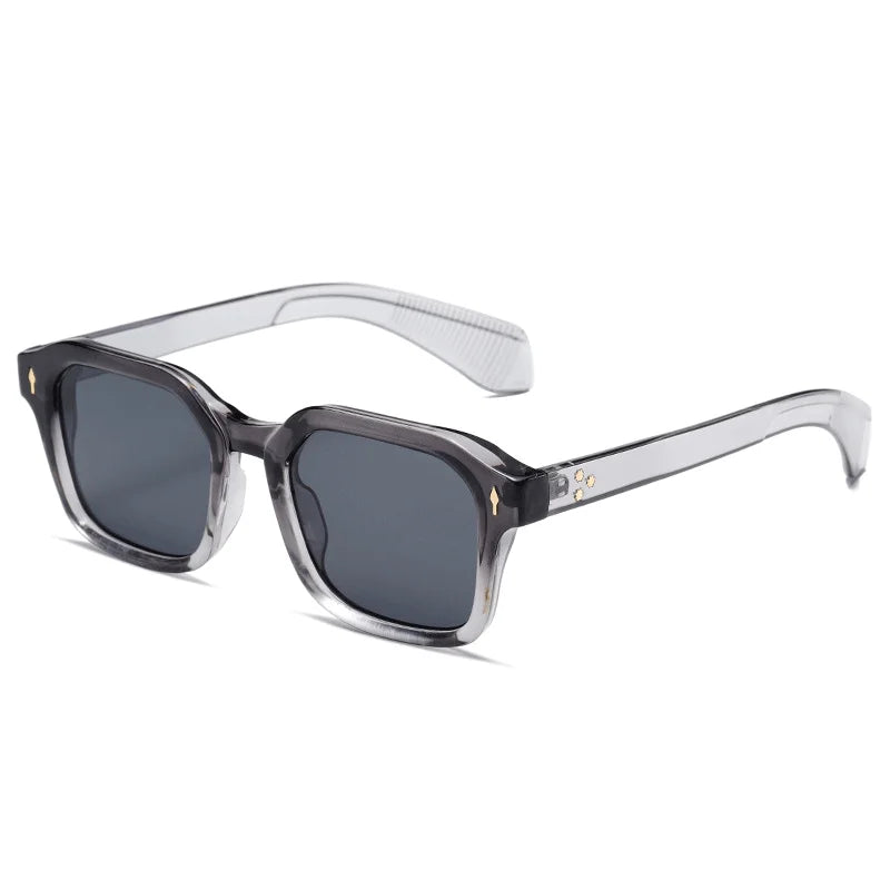 Retro Rivet-Trim Square Shades worn lifestyle