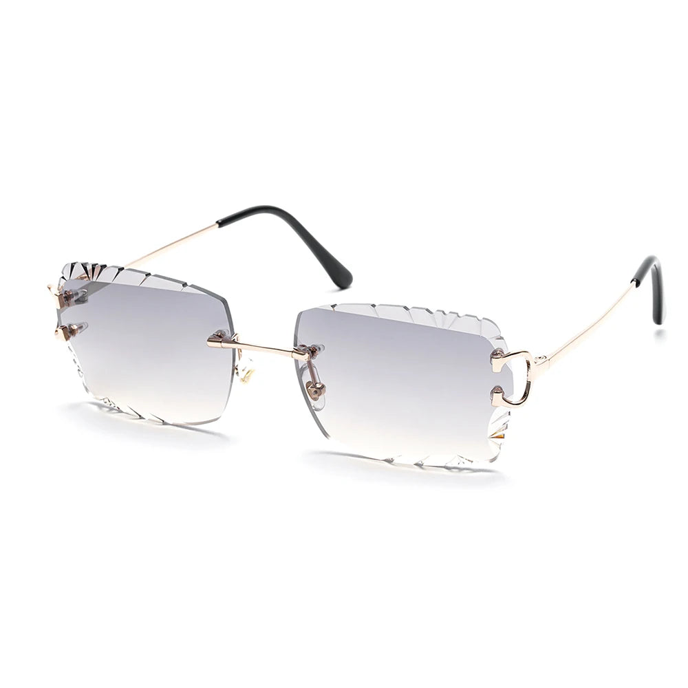 Rimless Diamond-Cut Sunglasses front view