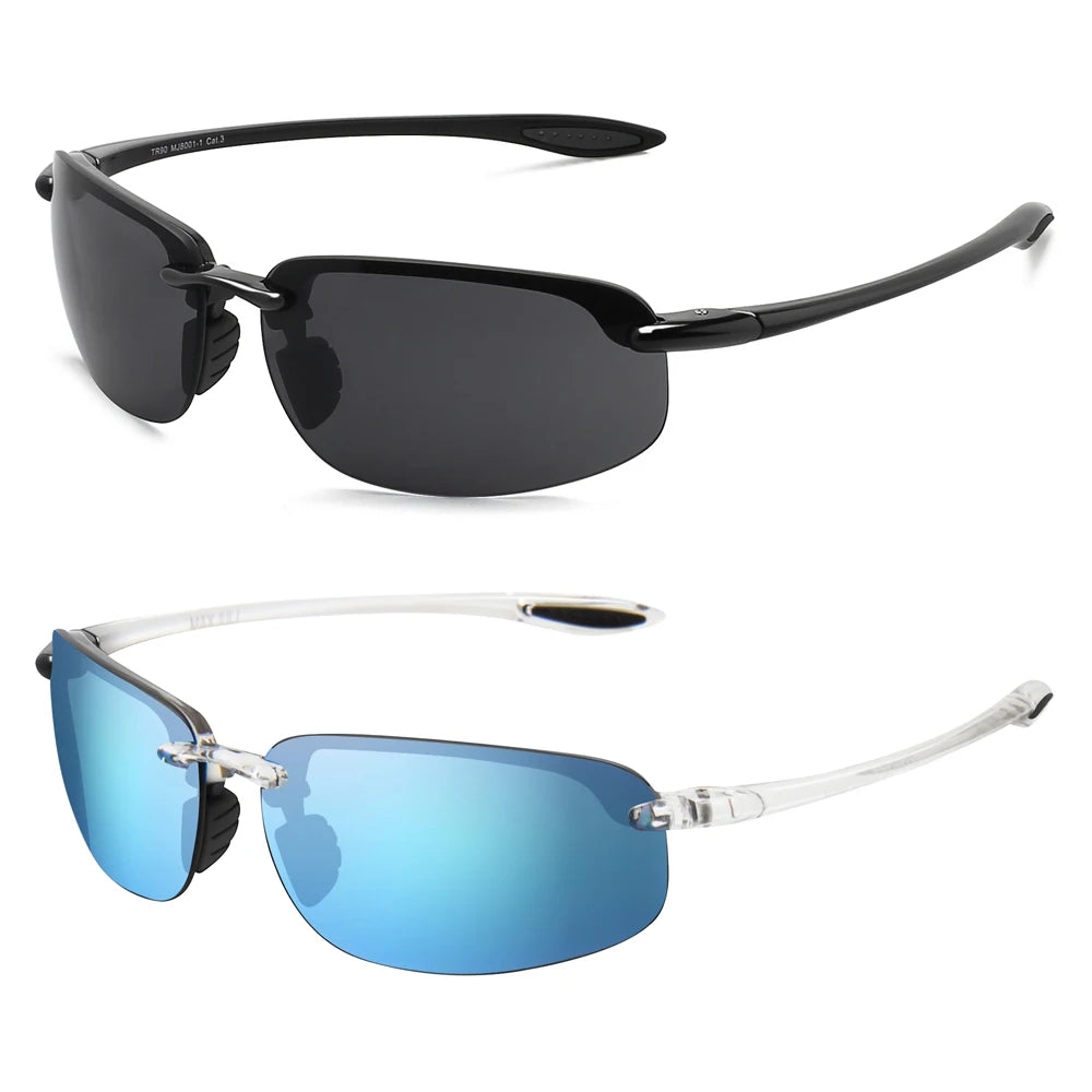Grey Ice Blue 2-Pack Rimless Sunglasses front view