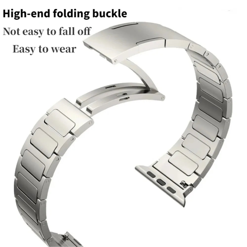 Titanium gray Lightweight Titanium Watch Band clasp detail