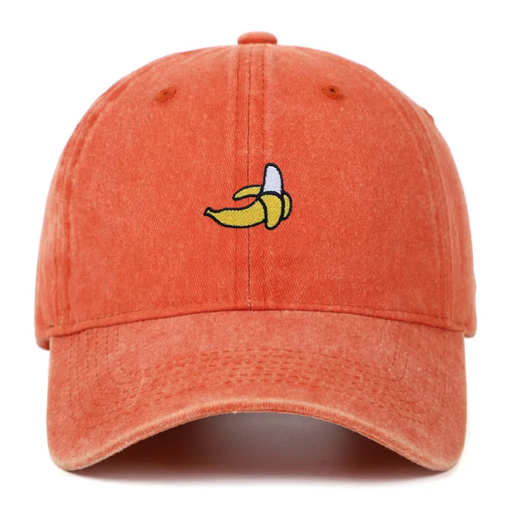Orange Washed Cotton Banana Dad Cap front view