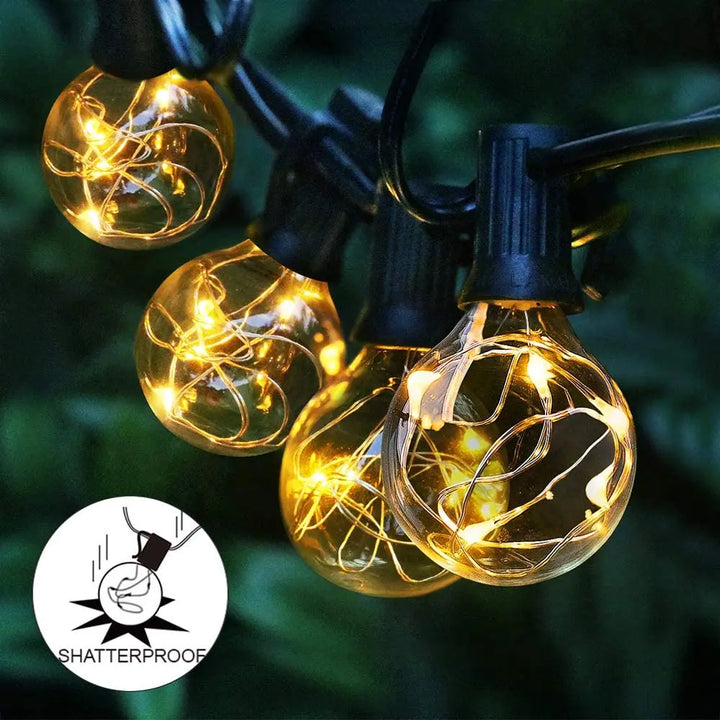 Solar G40 Bulb String Lights close-up bulb detail