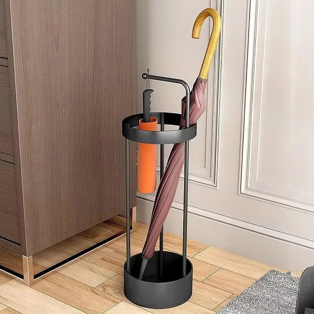 Two-Tone Metal Umbrella Stand in entryway lifestyle