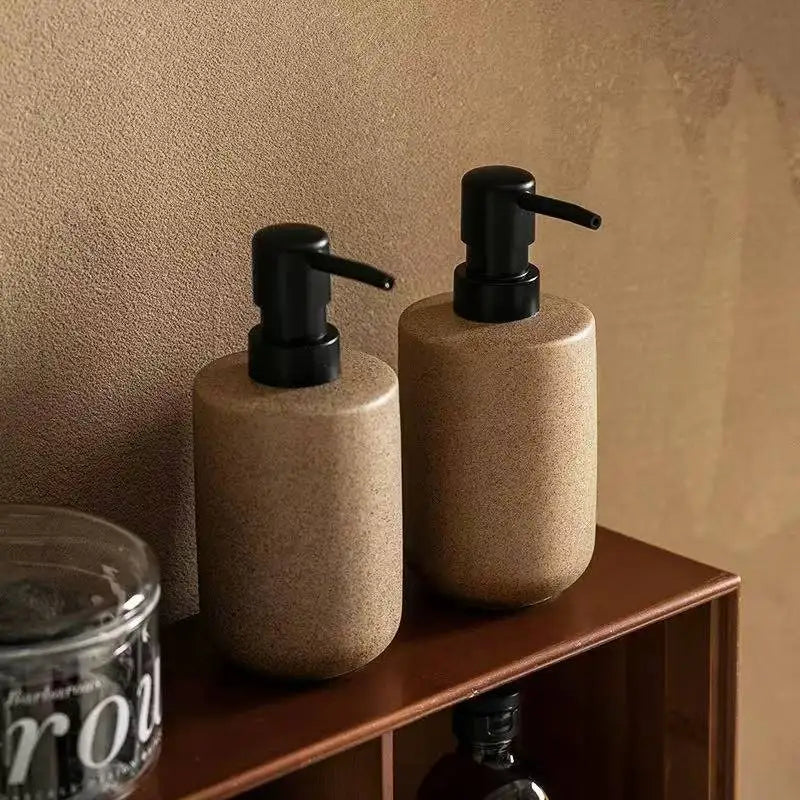 Ceramic Pump Bottle set on tray