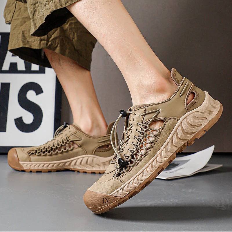 Suede-Mesh Water Shoes worn lifestyle