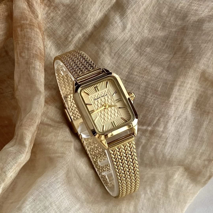 Gold Polished Steel Minimalist Watch front view