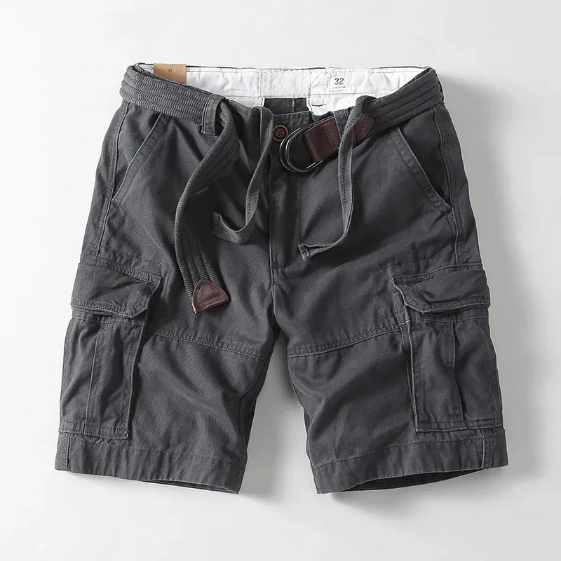 Gray Cotton Cargo Shorts front view