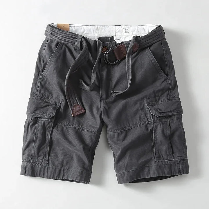 Gray Cotton Cargo Shorts front view