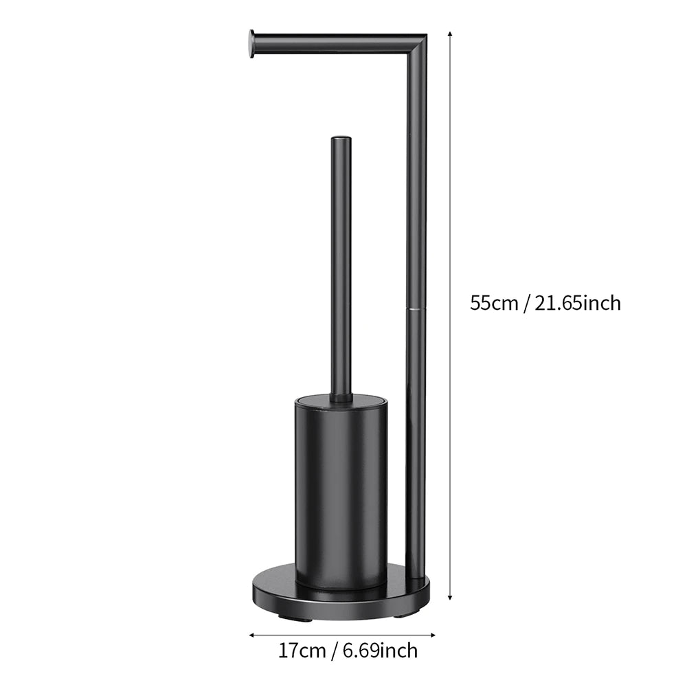Gold Floor-Standing Toilet Brush and Holder Set front view