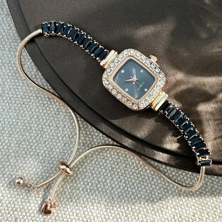 Zircon-Studded Bangle Quartz Watch