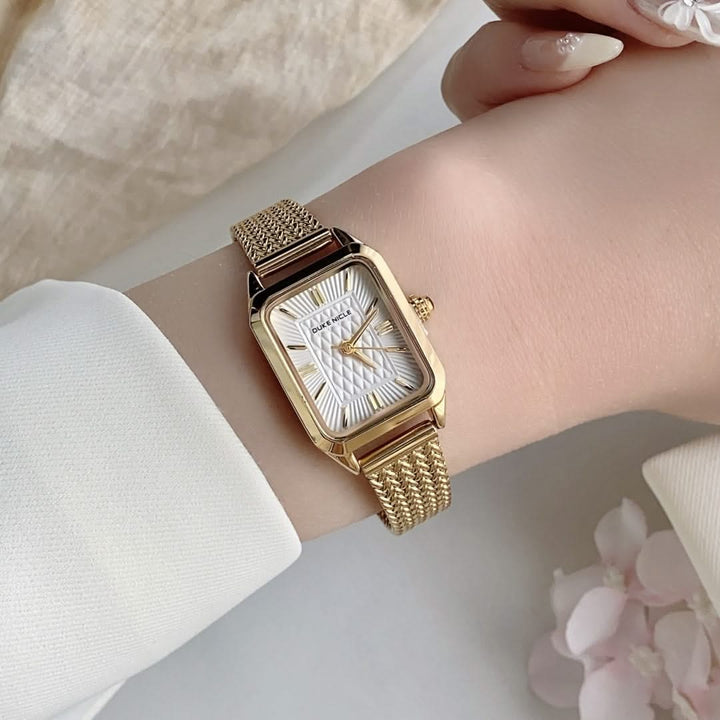 Gold Polished Steel Minimalist Watch detail view
