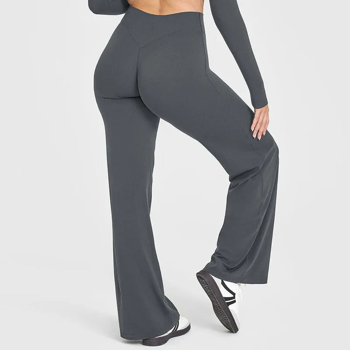 High-waisted flare leggings with brushed stretch fabric and skin-friendly finish for women