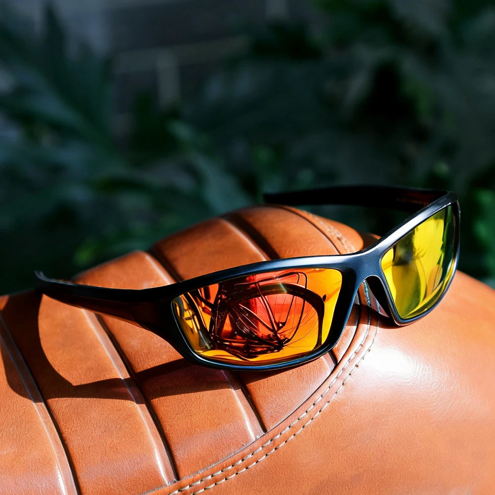 Black frame Orange mirror lens sunglasses front view