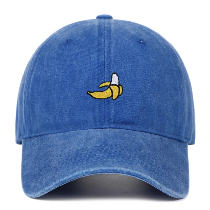 Royal Blue Washed Cotton Banana Dad Cap front view
