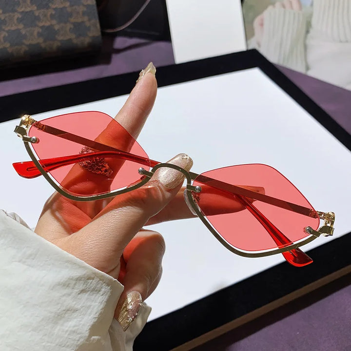 Polygonal Half-Frame Sunglasses