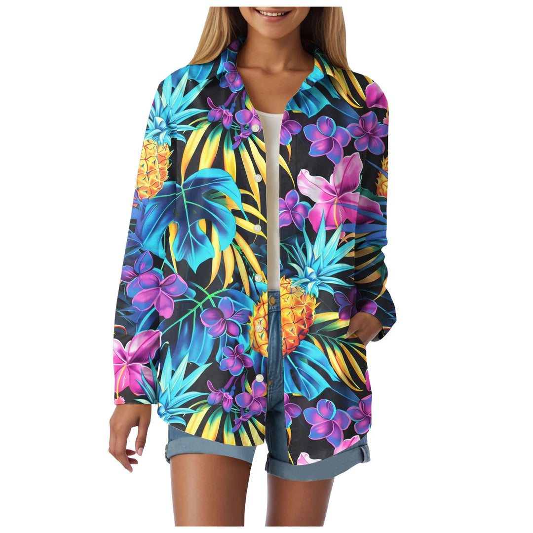 Cotton Tropical Print Shirt sleeve detail