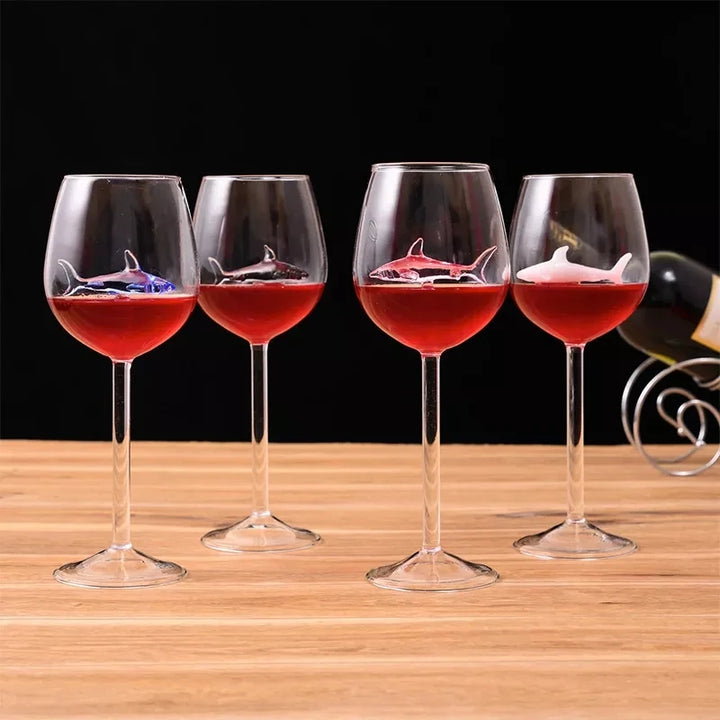 Whimsical Shark Wine Glasses: 300ml Unique Transparent Cocktail Goblets for Parties