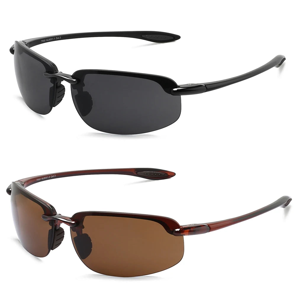Black Brown 2-Pack Rimless Sunglasses front view
