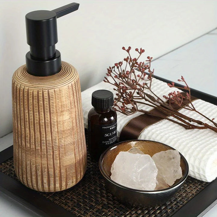 Khaki Ceramic Soap Dispenser Jar front view
