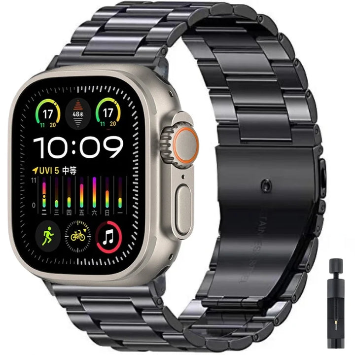 Titanium Stainless Steel Metal Watch Strap front view