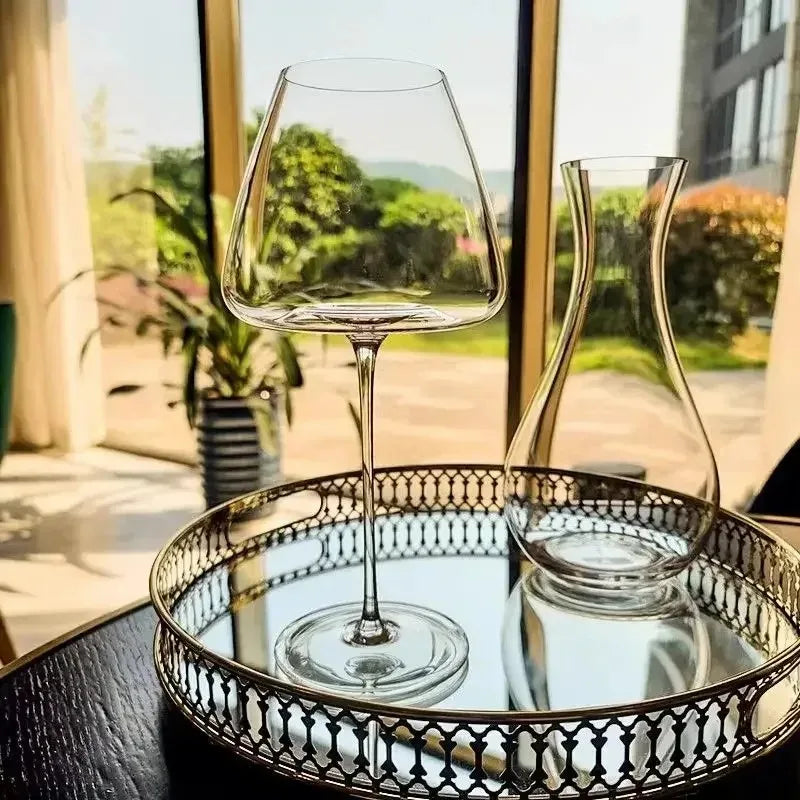 Fluted Crystal Burgundy Wine Glasses lifestyle table setting