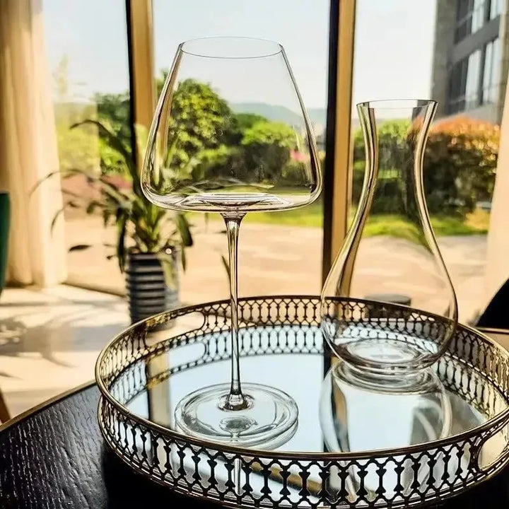 Fluted Crystal Burgundy Wine Glasses lifestyle table setting