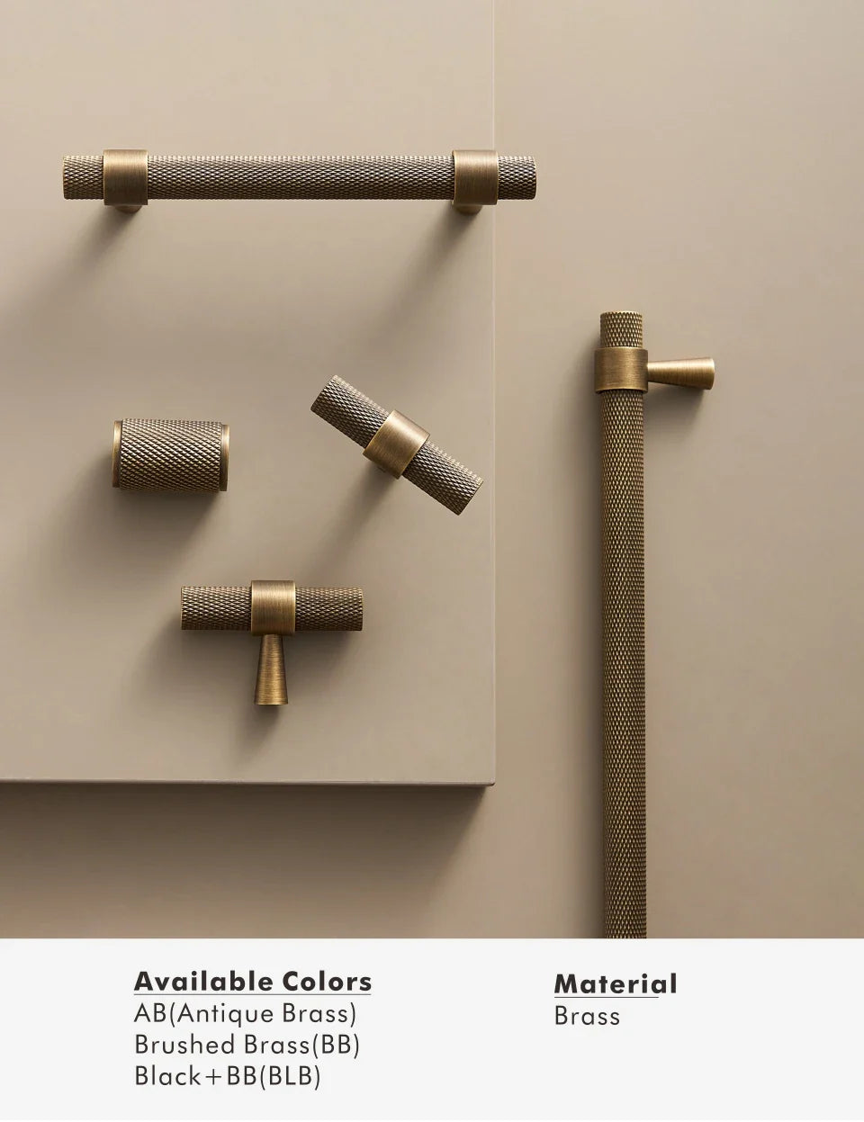 Antique Brass Knurled Cabinet Pull